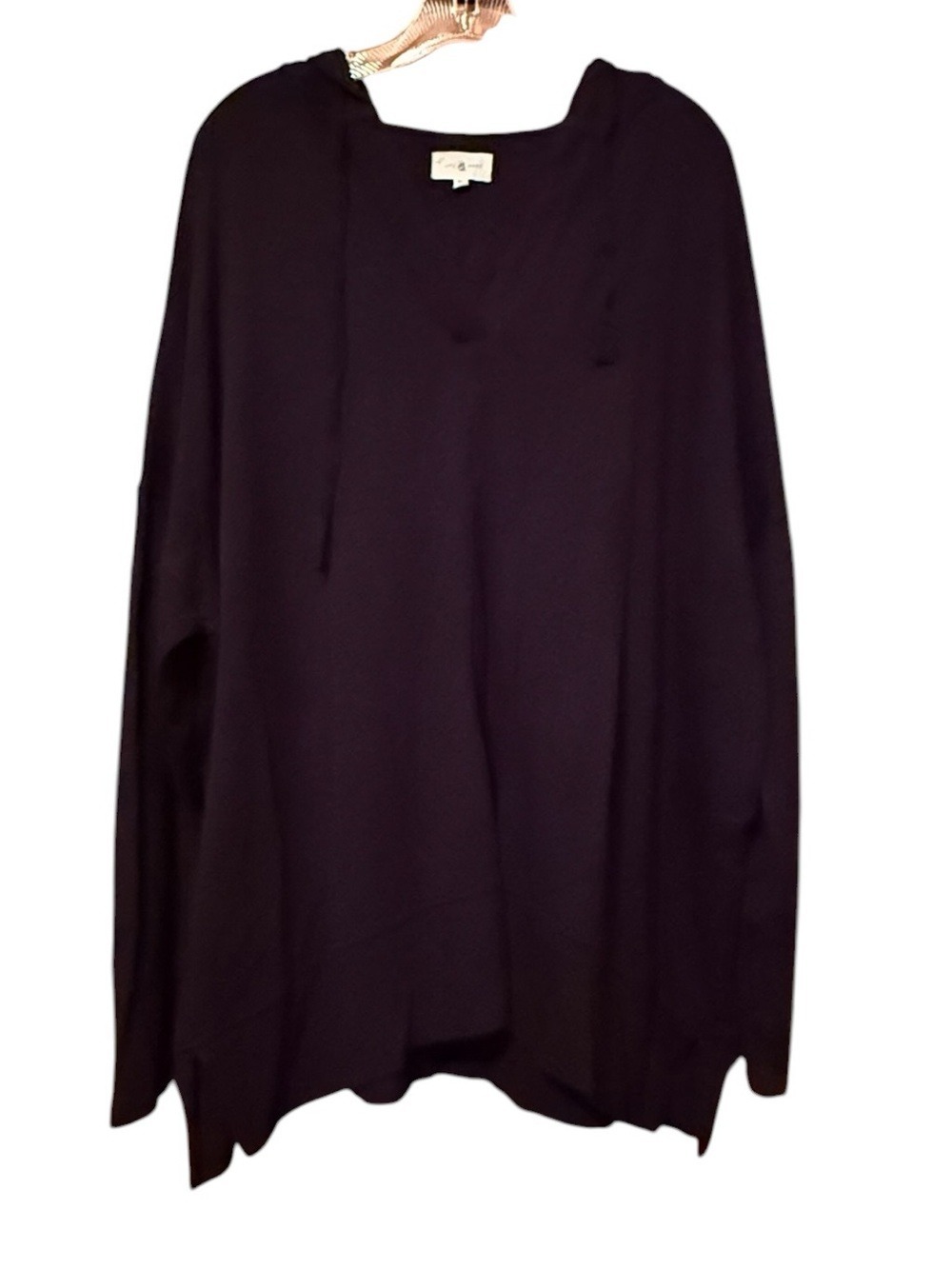 Lou & Grey Black V-Neck Hoodie Sweater Oversized